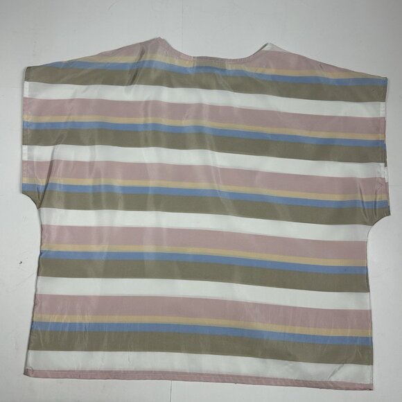 Vtg Bankers Club Women Striped Multicolor Striped Blouse Top Shoulder Buttons M - Picture 6 of 6